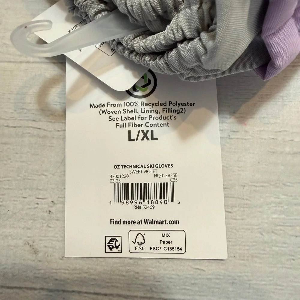 Ozark‎ trail girls light purple technical ski gloves L/XL NEW